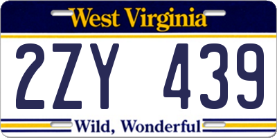 WV license plate 2ZY439