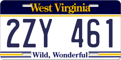 WV license plate 2ZY461