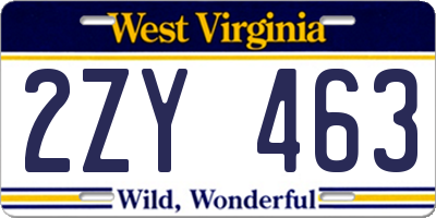 WV license plate 2ZY463