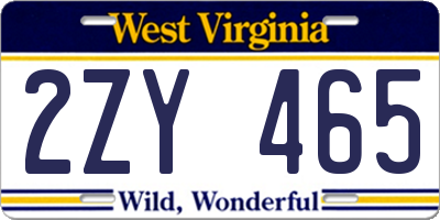 WV license plate 2ZY465