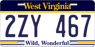 WV license plate 2ZY467