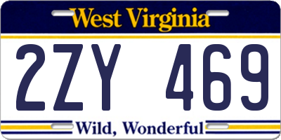 WV license plate 2ZY469
