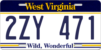 WV license plate 2ZY471