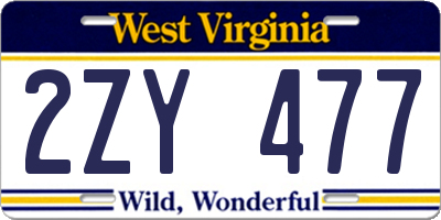WV license plate 2ZY477
