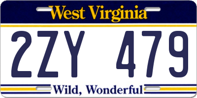 WV license plate 2ZY479