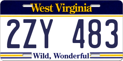 WV license plate 2ZY483