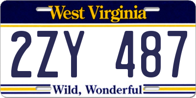 WV license plate 2ZY487