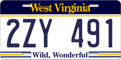 WV license plate 2ZY491