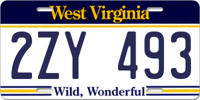 WV license plate 2ZY493