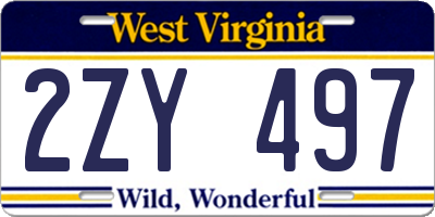 WV license plate 2ZY497