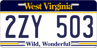WV license plate 2ZY503