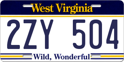 WV license plate 2ZY504