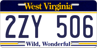 WV license plate 2ZY506