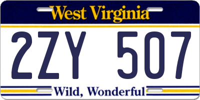 WV license plate 2ZY507