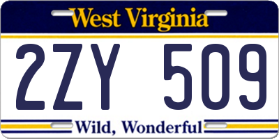 WV license plate 2ZY509