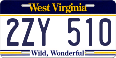 WV license plate 2ZY510