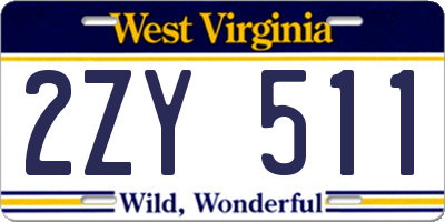 WV license plate 2ZY511