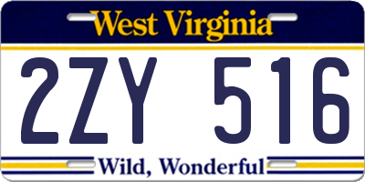 WV license plate 2ZY516