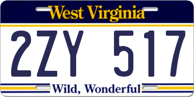 WV license plate 2ZY517