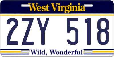 WV license plate 2ZY518