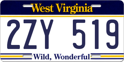 WV license plate 2ZY519