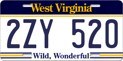 WV license plate 2ZY520