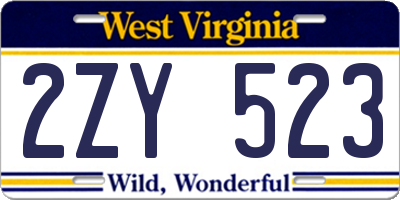 WV license plate 2ZY523