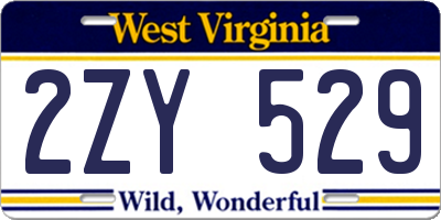 WV license plate 2ZY529