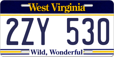 WV license plate 2ZY530