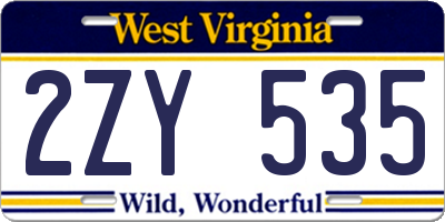 WV license plate 2ZY535