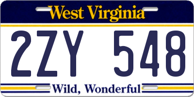 WV license plate 2ZY548