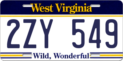 WV license plate 2ZY549