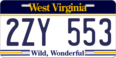 WV license plate 2ZY553