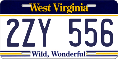 WV license plate 2ZY556