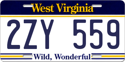 WV license plate 2ZY559