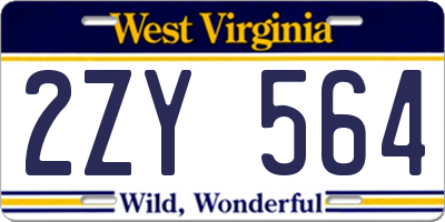 WV license plate 2ZY564