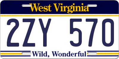 WV license plate 2ZY570