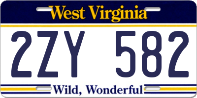 WV license plate 2ZY582