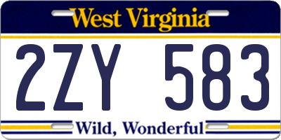 WV license plate 2ZY583