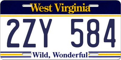 WV license plate 2ZY584
