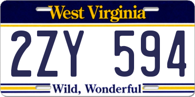 WV license plate 2ZY594