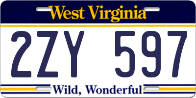 WV license plate 2ZY597