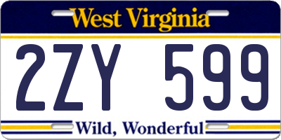 WV license plate 2ZY599