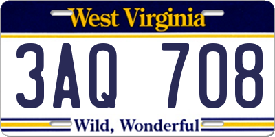 WV license plate 3AQ708