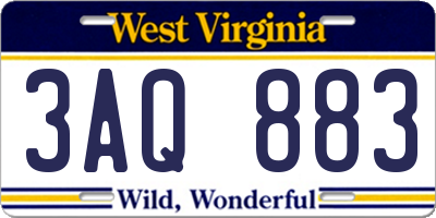 WV license plate 3AQ883
