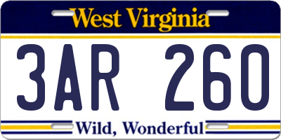 WV license plate 3AR260