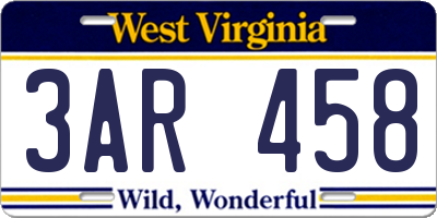 WV license plate 3AR458
