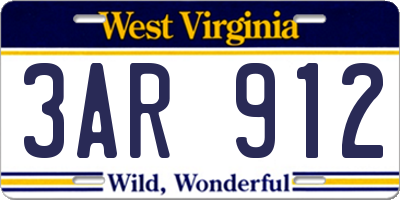 WV license plate 3AR912