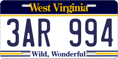 WV license plate 3AR994