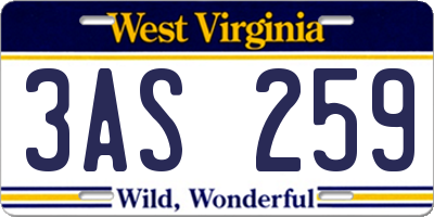 WV license plate 3AS259
